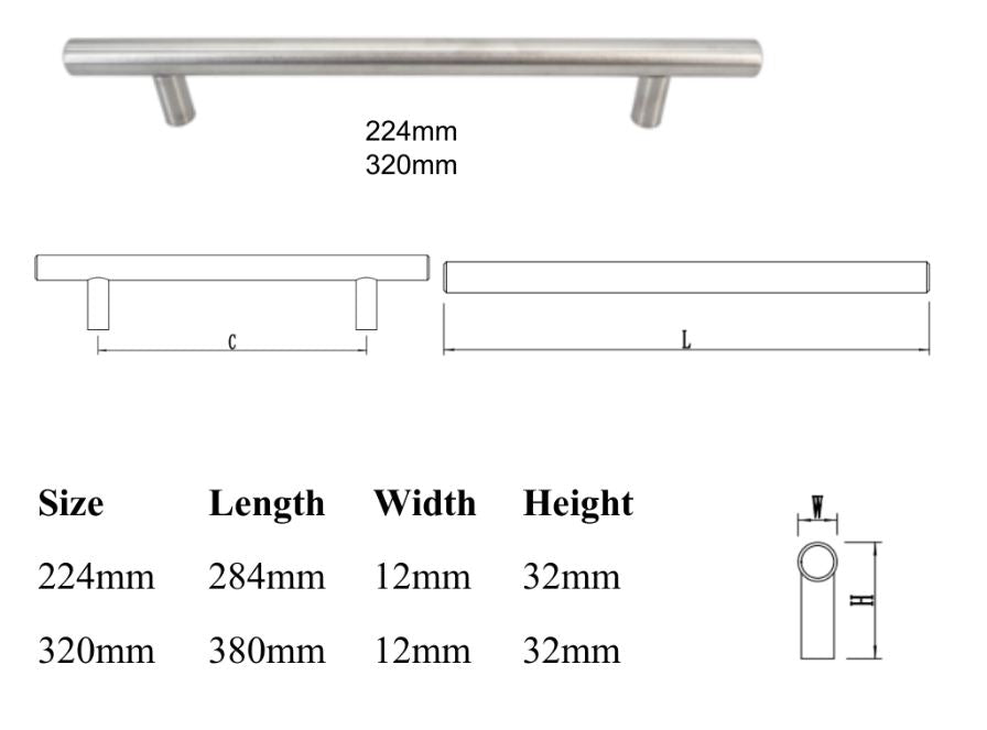 Hollow Stainless Steel Cabinet Pull #PY201 - Special Order